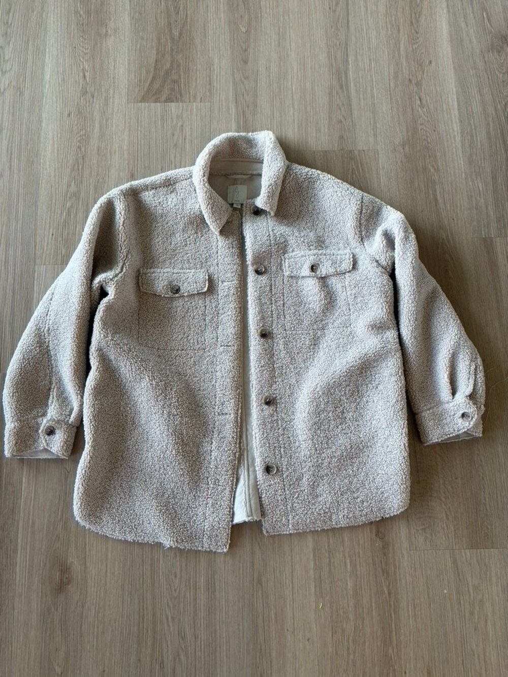 Joie Sherpa Teddy Jacket Shacket Large Beige